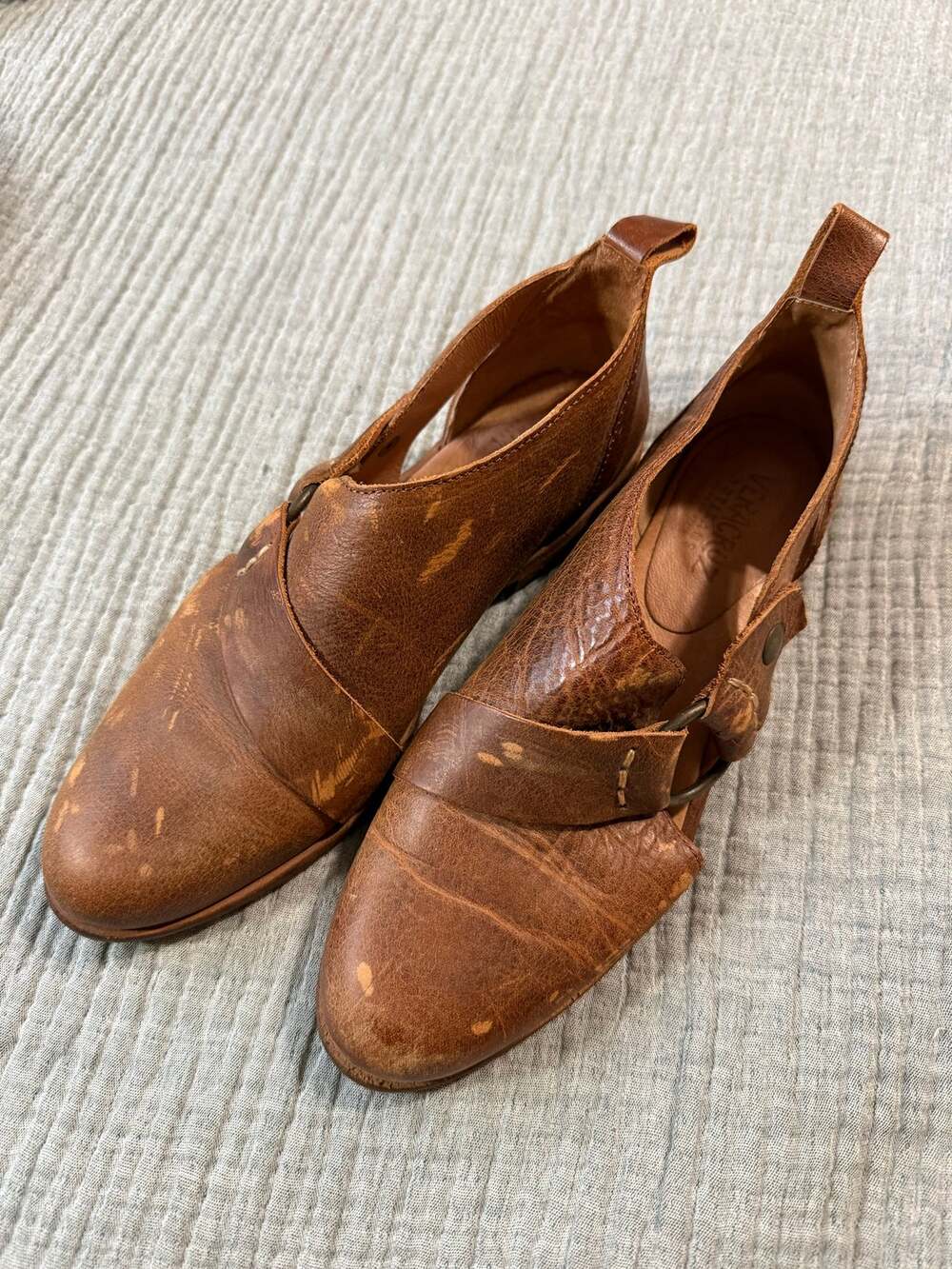 Leather Veracruz Oxford Shoes Brown Slip On Handmade in Spain Size 38 US 7.5